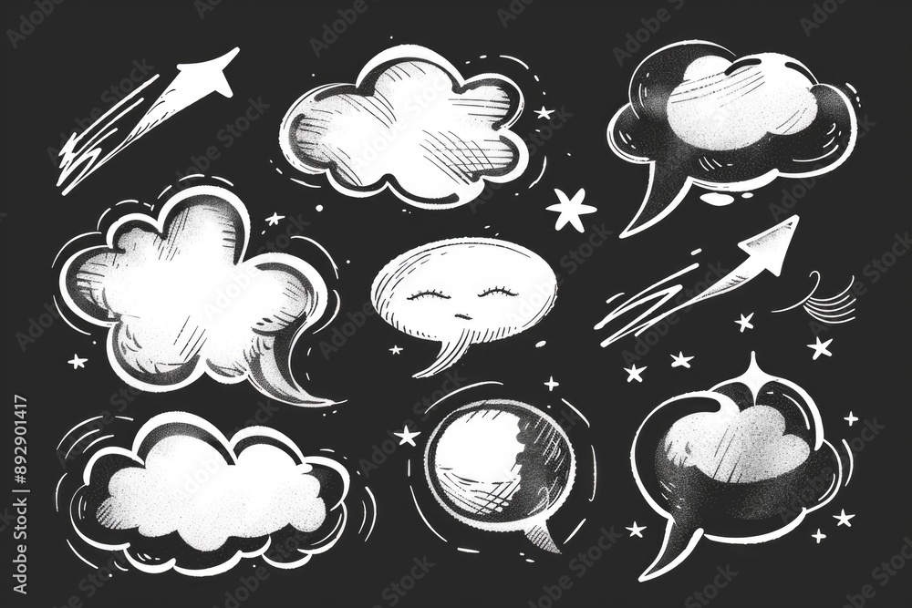 Poster simple illustration of speech bubbles with no text inside