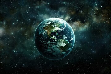 Stunning highresolution image of earth with a vivid galaxy in the background