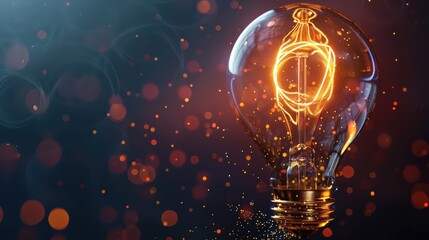 Obraz premium A creative image of a lightbulb with an illuminated filament shaped like a lightbulb icon
