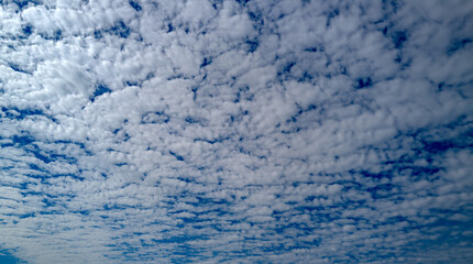 Summer clouds. Cloudy sky. Vivid cyan blue sky with clouds in environment day horizon skyline view. White clouds on soft sky background. White cloudy sky.