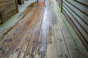 Architectural detail of the wooden houses of Bryggen, Bergen, Norway