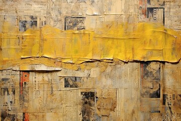 Weathered Material Masterpiece Golden Palette Newspaper Painting