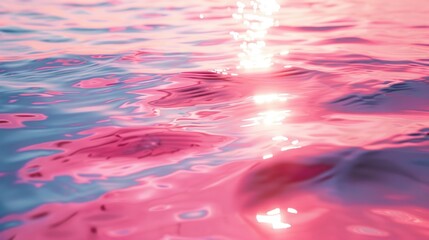 Noon sunlight reflecting on pink water.