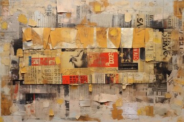 Fototapeta premium Weathered Material Masterpiece Golden Palette Newspaper Painting