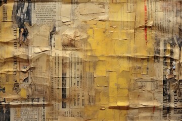 Weathered Material Masterpiece Golden Palette Newspaper Painting
