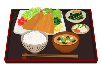 揚げ物_アジフライ定食（アジフライランチ）盆あり