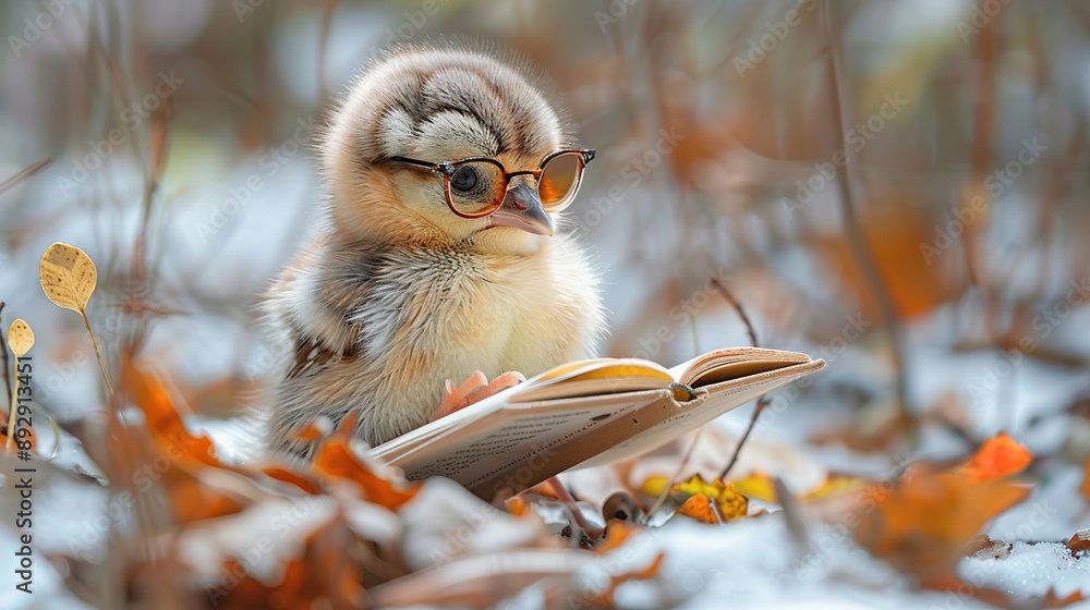 Canvas Prints A Baby Bird Reading a Book