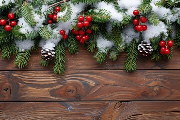 Christmas wooden table holiday background