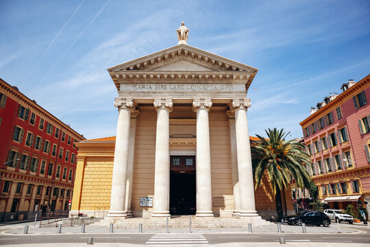 Nice, France - May 25, 2024: Eglise Notre-Dame du Port, a church built in the 1840s in the port of Nice