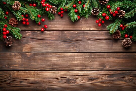 Christmas wooden table holiday background