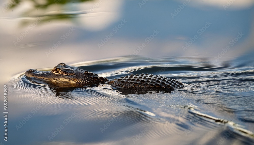 Wall mural juvenile alligator moves slowly in a florida lake