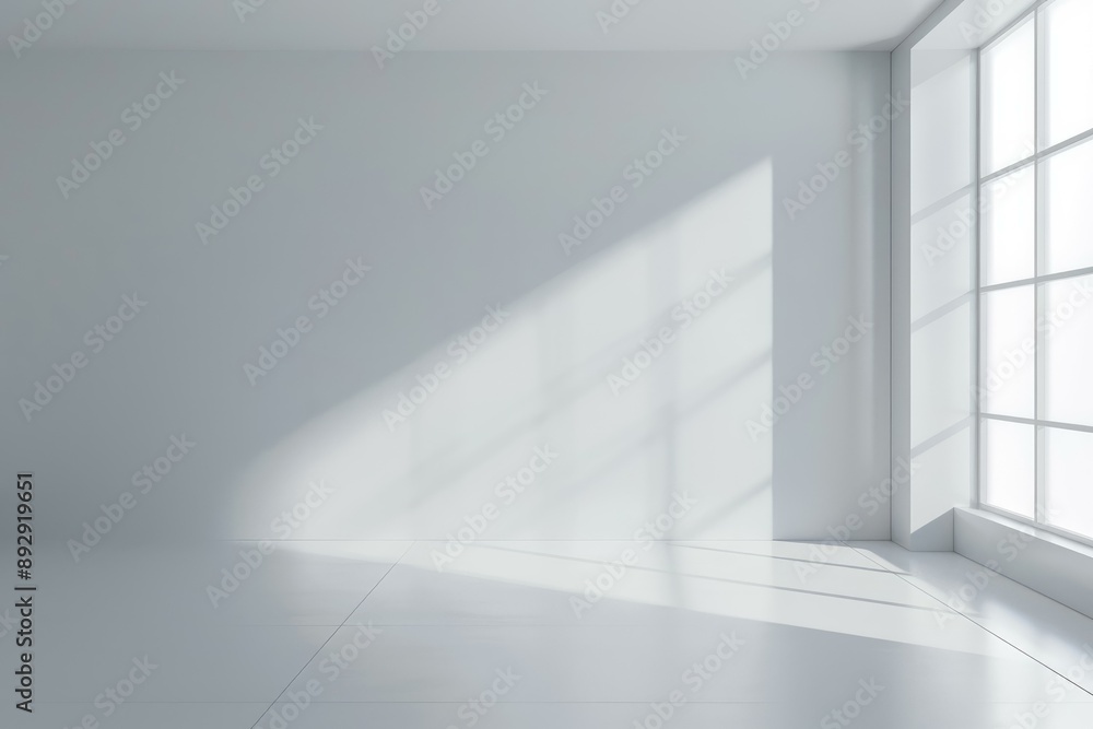 Aufkleber empty white space with soft natural light casting shadows from a large window