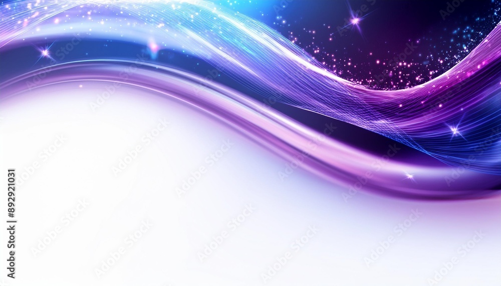 Wall mural elegant purple and blue wave background with sparkling stars cosmic design