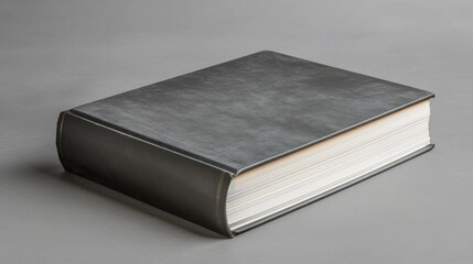 Book with plain cover against gray backdrop