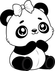 panda line art for coloring page