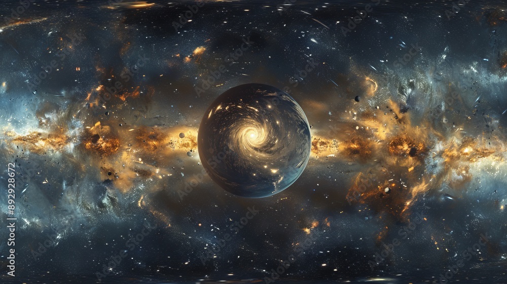 Wall mural a majestic celestial sphere is showcased in this image, surrounded by an awe-inspiring array of cosm