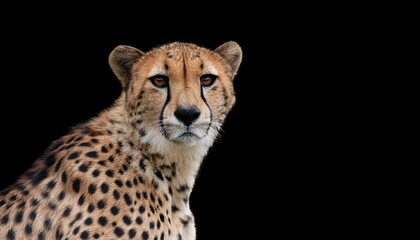 portrait of a cheetah isolated on black