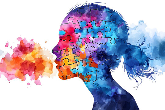 Colorful human head puzzle