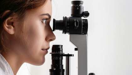 Exame de Retinografia em &Acirc;ngulo de Perfil com Fundo Branco IA Generativa