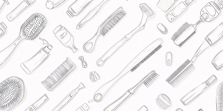 Hand-Drawn Illustration of Hair Care Tools