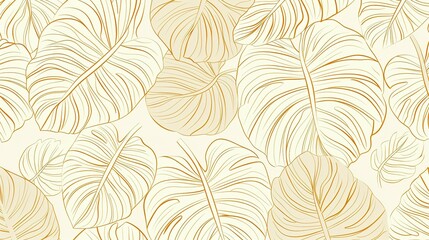 Natural Hand-Drawn Foliage Pattern Design in Minimalist Linear Contour Style