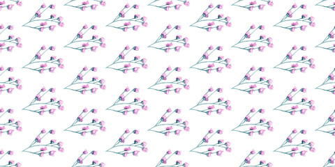 Sketchy Seamless Cherry Blossom Pattern Seamless pattern with hand painted watercolor flowers. Cute design for Summer textile design, scrapbook paper, decorations. Floral seamless pattern..