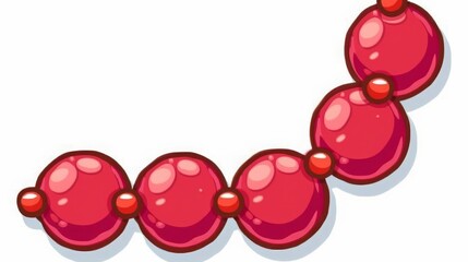 A string of shiny red beads.