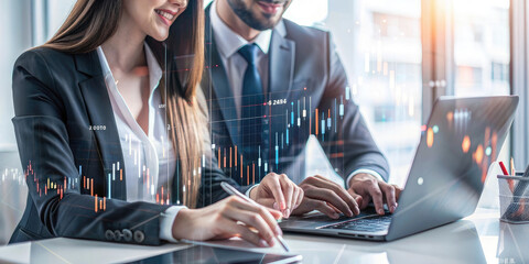 Diverse Business Team Analyzing Stock Market Data Modern Office