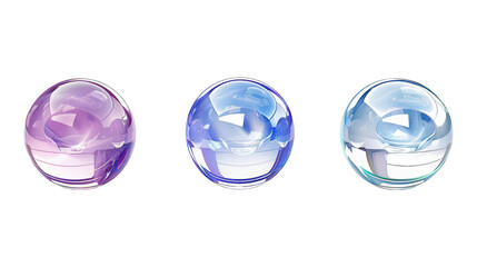 Fototapeta premium Collection Of Mixed Decorative Crystal Orbs Clear Blue And Purple For Elegant Ads And Promotions isolated on transparent background. Generative ai