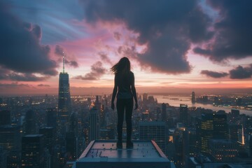 Fototapeta premium High ambitions businesswoman achieving goals