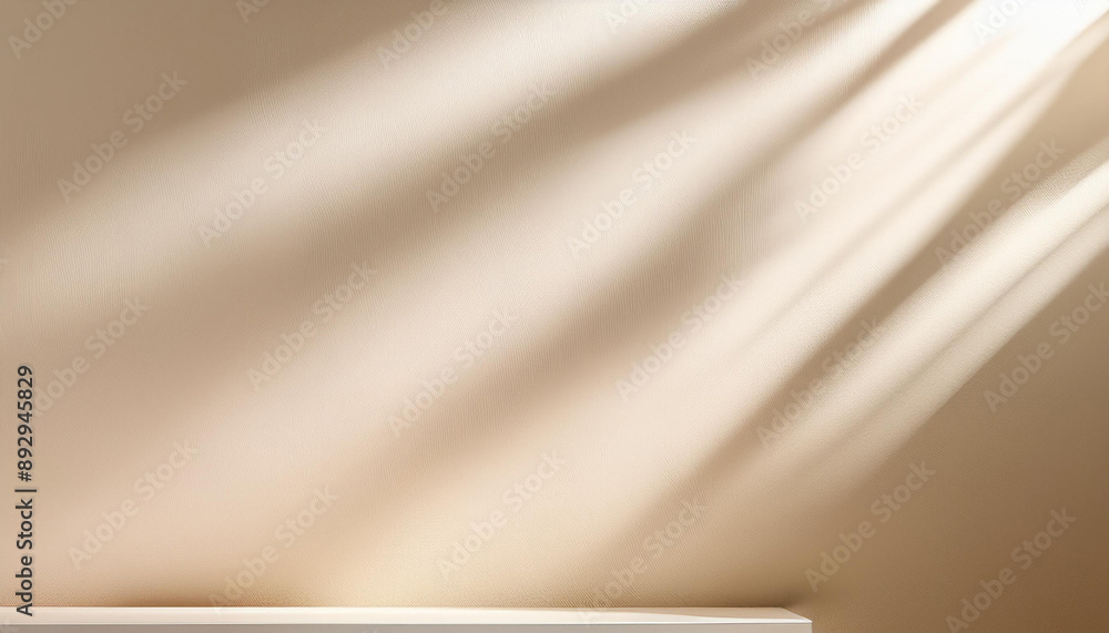 Poster light beige background for product presentation with a light and shadows pattern on it