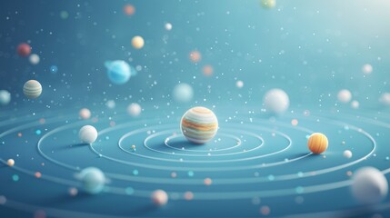 Cosmic Symphony, Illustration of Planetary Alignment in Astronomical Science Conceptual Art