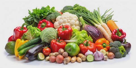 Fresh pile of assorted vegetables, organic, healthy, farm fresh, nutritious, vibrant, colorful, harvest, produce, market