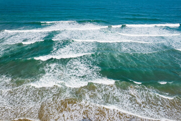 Beautiful aerial view of beach waves background