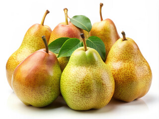 Pears with Leaves (on White Background)