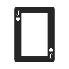 Jack of hearts playing card border or frame in black silhouette vector