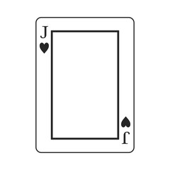 Jack of hearts playing card border or frame in black outline vector