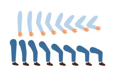 Male doctor legs and arms set. Feet and hands in medical uniform. Pack of legs in arms. Design elements for creating animations, custmozations. Health care worker. Flat vector collection
