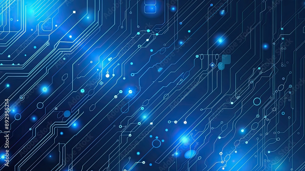 Poster a modern abstract business technology background with digital circuit patterns and blue gradients