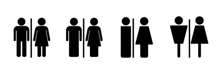 Toilet icon vector isolated on white background. Toilet sign. Man and woman restroom sign vector. Male and female icon