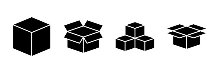 Box icon vector isolated on white background. Cardboard box, packaging open. Box vector icon