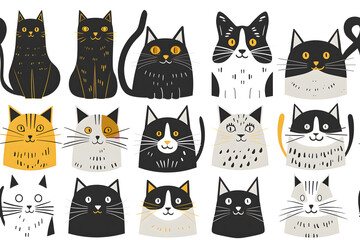 Seamless cat pattern, continuous background