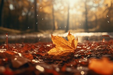 portrait of a woman with autumn background , generative ai