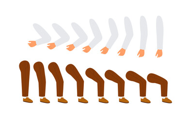 Male teacher legs and arms set. Feet and hands in suit. Pack of legs in arms. Design elements for creating animations, custmozations. Education and learning. Flat vector collection