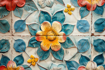 Colorful Vintage Floral Ceramic Tiles