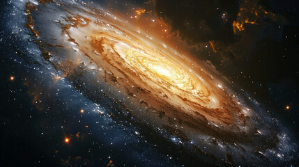 Spiral Galaxy in Deep Space with Luminous Core