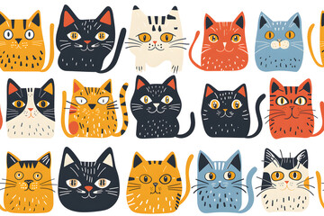 Seamless cat pattern, continuous background