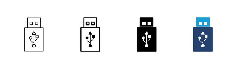 Usb icon set. Flash disk icon vector