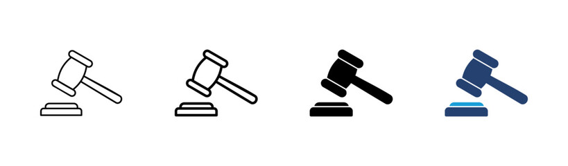 Gavel icon set. judge gavel icon vector. law icon vector. auction hammer