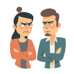 Obraz premium A Couple In Conflict Is Depicted In A Flat Design, Cartoon Illustration